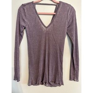 NWT Raisin Rib V-neck Back T-Shirt, Soft, Comfortable, Sz M